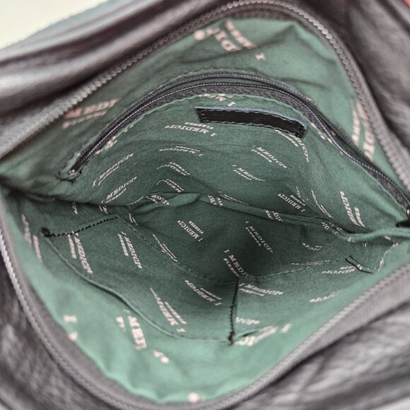 I. Medici Firenze Black Leather Crossbody Purse Women's Flap Front Boxy Designer - Picture 7 of 9